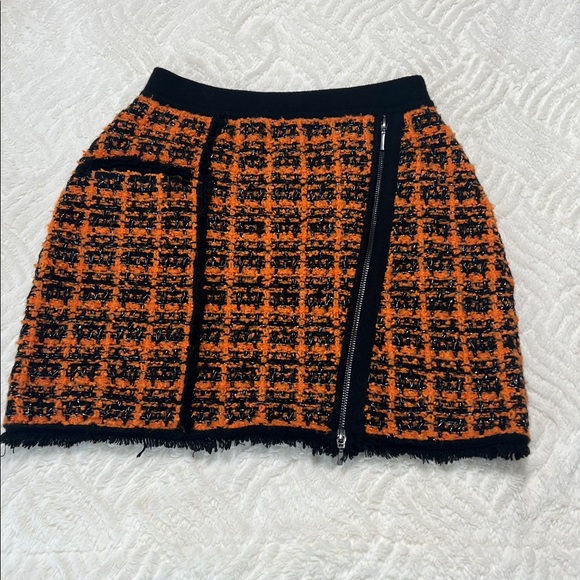 Jonathan Simkhai Luxury Tweed Mini Skirt | Size Small | Orange & Black - Picture 1 of 10